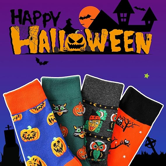 VYNZOR 2 Paar Halloween Socken Für Damen – Flauschige Kuschelsocken Mit Geist- Und Totenkopf-Motiv, Warme Haussocken In Orange & Schwarz – Perfekt Für Partys Oder Gemütliche Stunden
